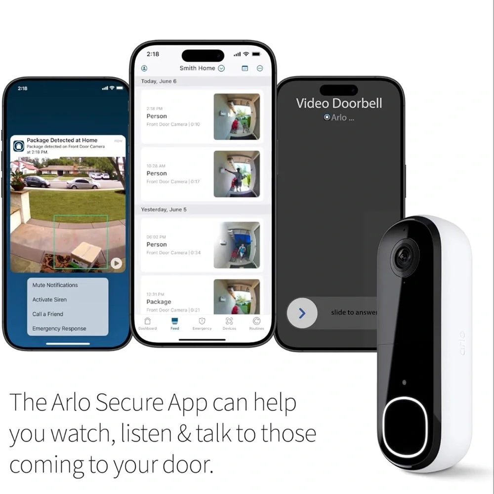 Willa Arlo Interiors Black and White Video Doorbell